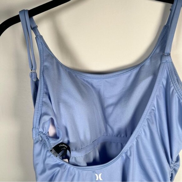 NWT Hurley Light Blue One Piece Swimsuit Front Logo Ruched Sides HURN23017 Sz L - Picture 12 of 14